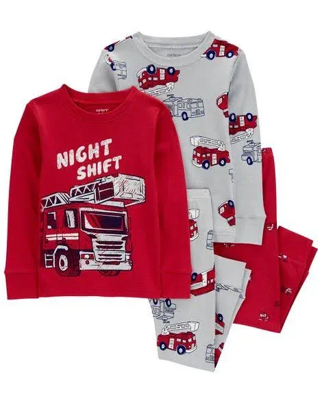 Carter's Toddler Boys 4-Piece Firetruck 100% Snug Fit Cotton Pajamas