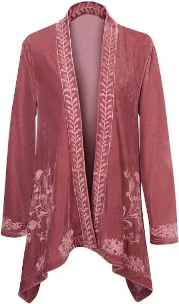 Floral Embroidered Velvet Kimono Cardigan