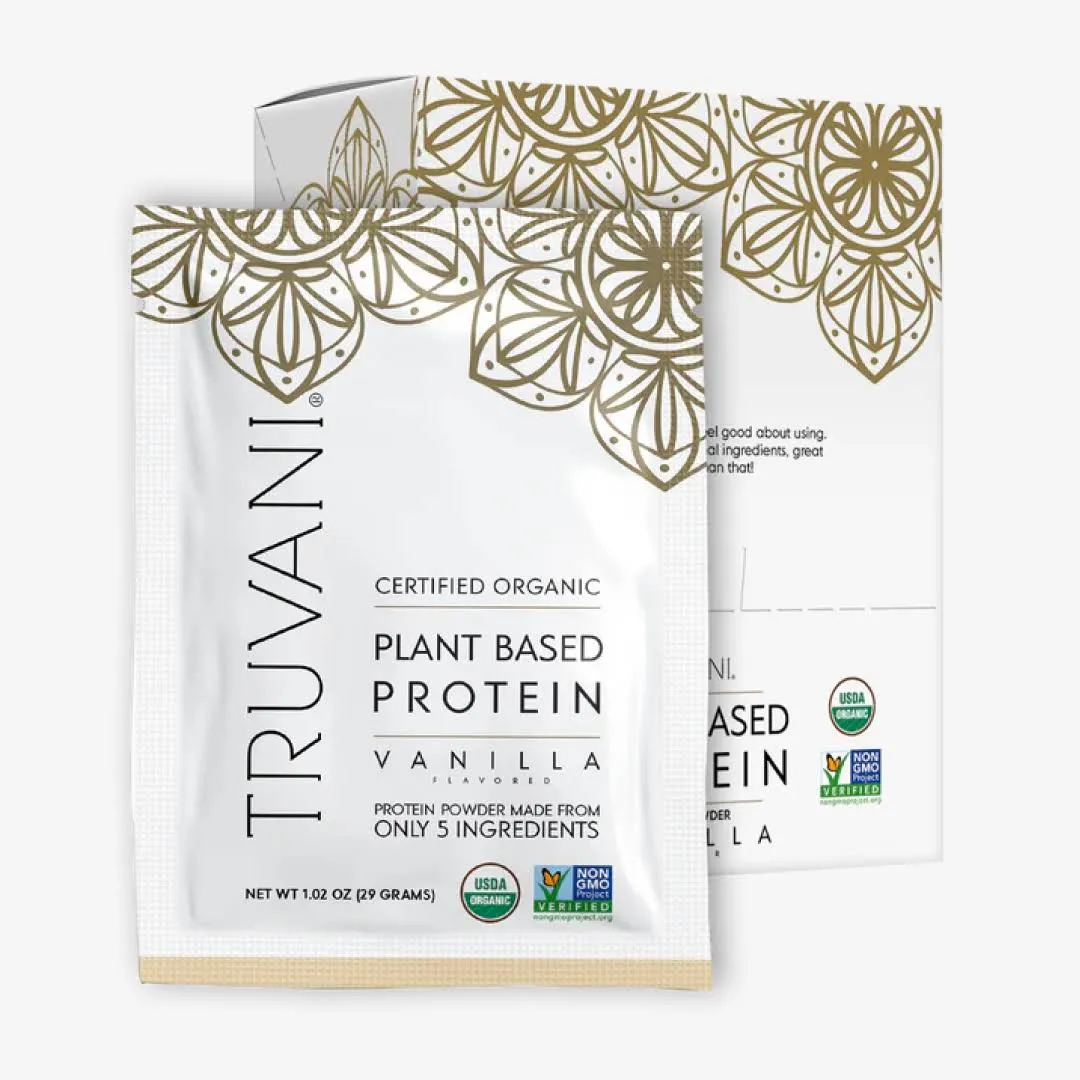 Truvani Organic Vanilla Plant Based Protein Powder 10 Packets