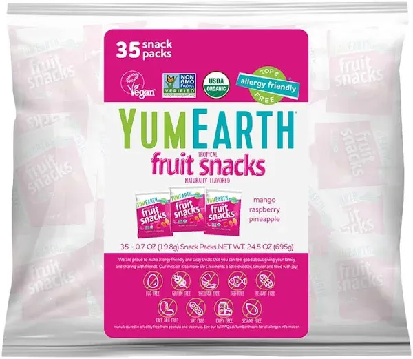 YumEarth Organic Snack Packs Tropical Fruit Snacks 5 (0.62 oz.) individual packs