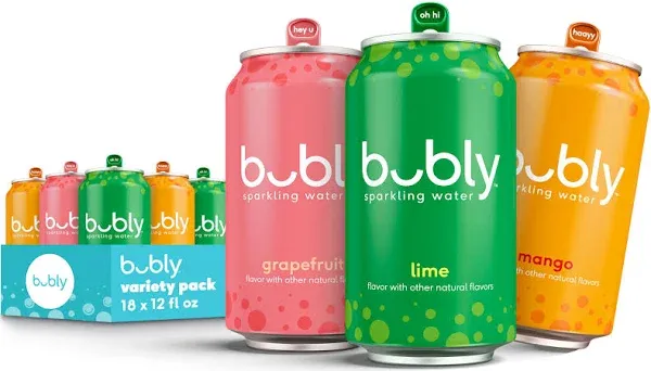 Bubly Sparkling Water Variety Pack (18 Pack) and LIFEWTR Purified Water (6 Pack)