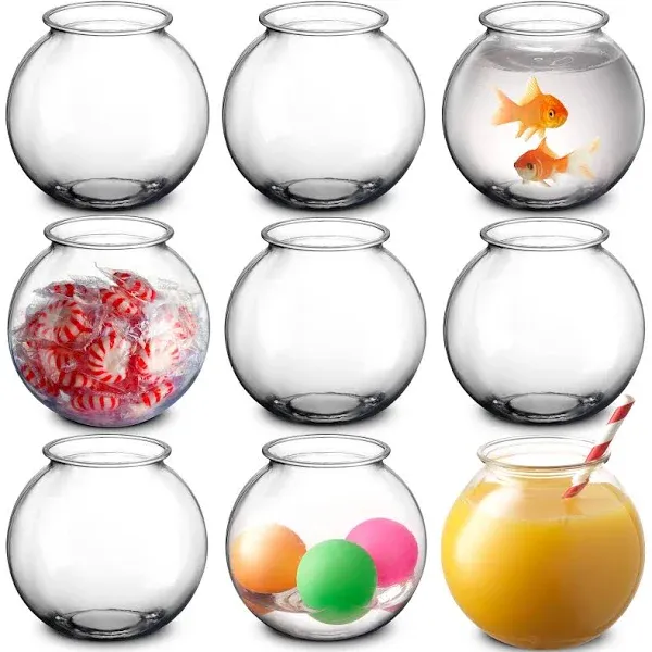 16 Oz Plastic Fish Bowl (12 Pack) 4 Inch Heavy Duty Plastic Ivy Bowls, for Candy