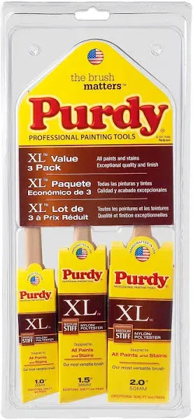 Purdy XL Sash Brush 1, 1.5 & 2 Inch (3 Piece Assorted Pack)