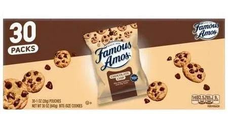 Famous Amos Cookies, Chocolate Chip, Bite-Size - 1 oz