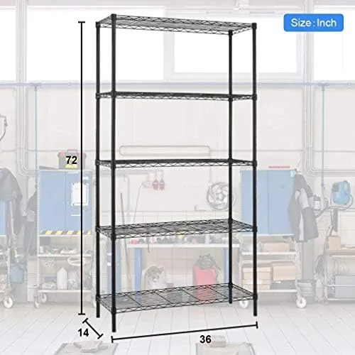 BestOffice 5 Tier Wire Shelving Unit