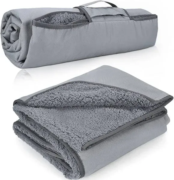 Tirrinia Waterproof Outdoor Blanket with Sherpa Lining, Windproof Triple Layers