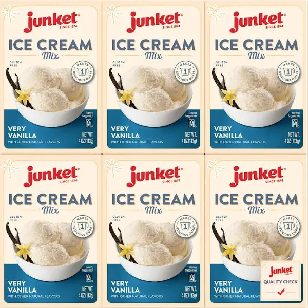 Junket Vanilla Ice Cream Mix Makes 6 Quarts Old Fashioned Homemade Ice Cream for Ice Cream Maker or Hand Stir Just Add Milk A