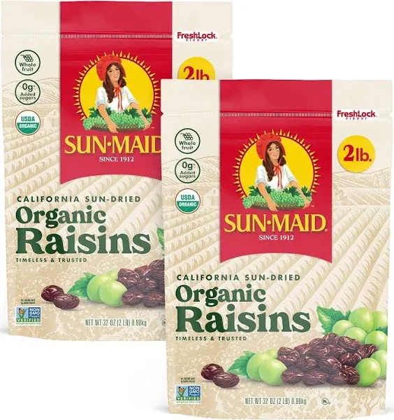 Sun-Maid Raisins, Organic, California - 18 oz