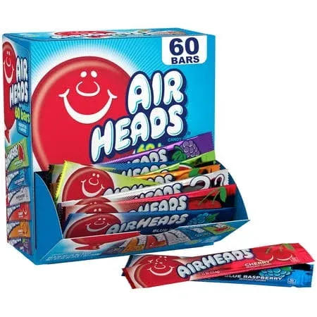 Air Heads Taffy Candy Bars, Variety Pack- 90 count, 0.55 oz bars