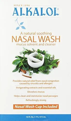 Alkalol - A Natural Soothing Nasal Wash, Mucus Solvent and Cleaner Kit - with Cup, 16-oz. by The Alkalol Company