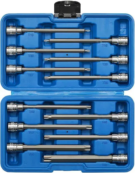 EMENTOL 12PCS 3/8" Drive Extra Long Torx Bit Socket Set CR-V