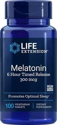 Life Extension Melatonin 6 Hour Timed Release 750 mcg 60 VegCap