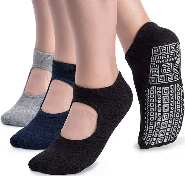 Women's Non Slip Grip Yoga Socks with Cushion