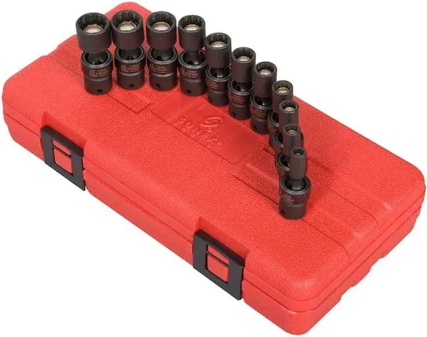 Sunex 1825 Tools 11-piece 1/4 In. Drive 12-point Metric Magnetic Universal Impact Socket Set