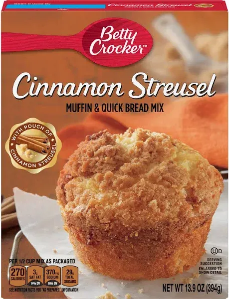 Betty Crocker Muffin Mix, Cinnamon Streusel, 13.9 oz (2 Pack)