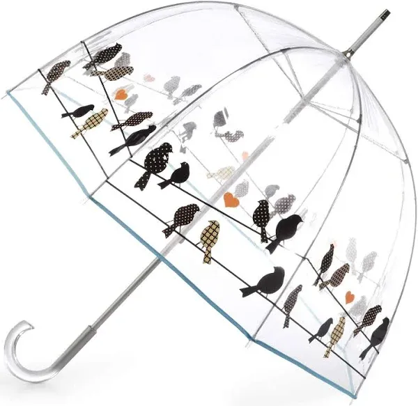 totes Signature Bubble Umbrella Manual Open One Size Birds on a Wire