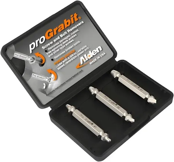 Alden 8430P Grabit Pro Broken Bolt & Damaged Screw Extractor 3 Piece Kit