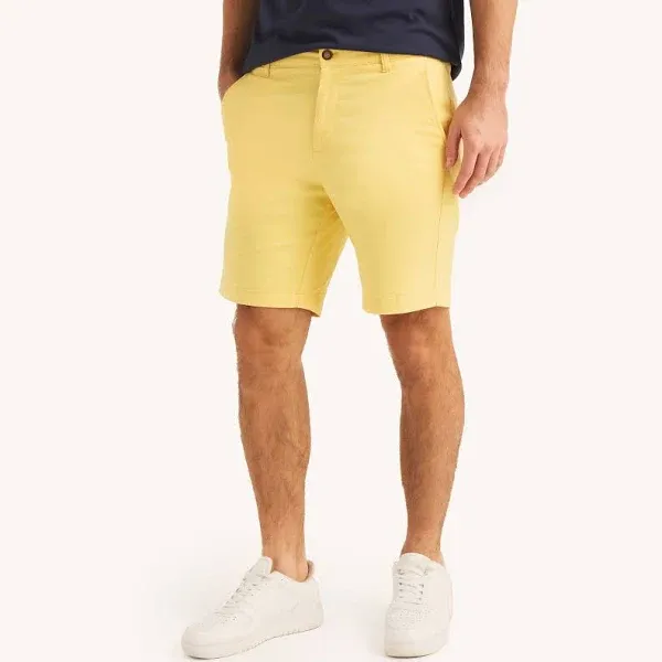 Nautica Men's Classic Fit Flat Front Stretch Solid Chino 8.5" Deck Shorts