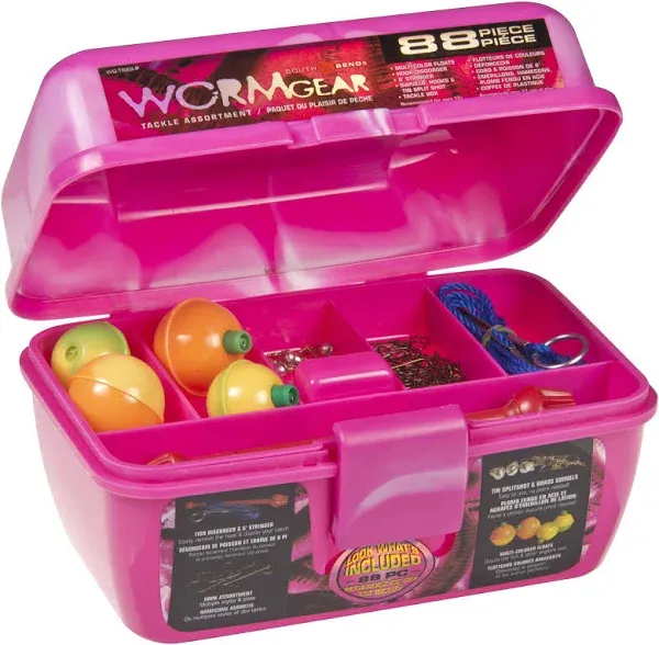 Worm Gear Fishing Plastic Tackle Box, Pink