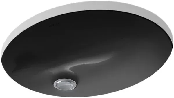 KOHLER K-2209-7 Caxton 15" X 12" Under-Mount Bathroom Sink with Clamp Assembly - Black Black