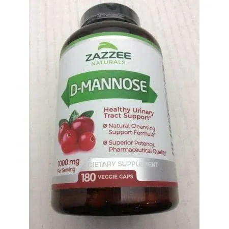 Zazzee D-Mannose 1000 mg per Serving 180 Vegan Capsules