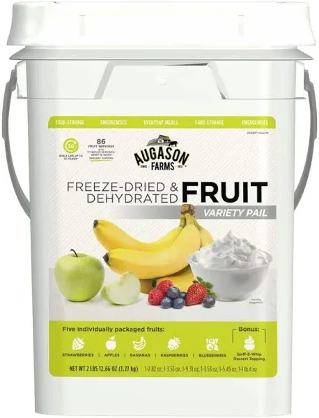 Augason Farms Freeze-Dried & Dehydrated Fruit Variety Pail (1.12 kg)