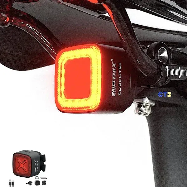 CUBELITE III Smart Bike Light,Ultra-high Visibility, Auto On/Off, Dual-Channel LED Automatic Brake-Sensing Taillight, USB Type-C Rechargeable Ultra-Long Standby, IPX6 Waterproof, 4 Lighting Modes.