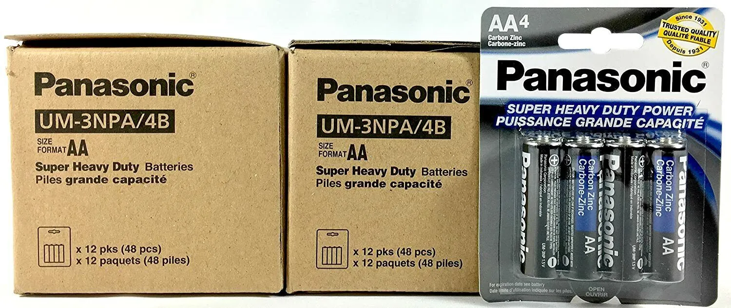 100pc Panasonic AA Batteries Super Heavy Duty Power Carbon Zinc Double A Battery