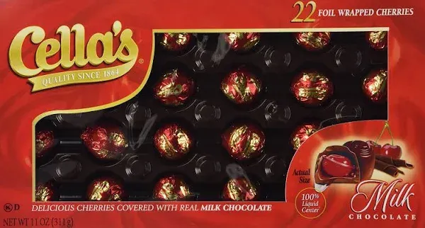 Cella's Milk Chocolate Foil Wrapped Cherries 12 Count Gift Box