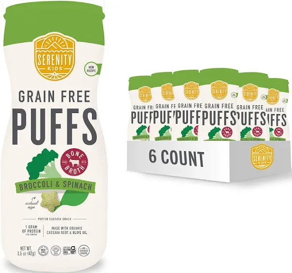 Serenity Kids Grain Free Puffs Broccoli & Spinach 6 Packs