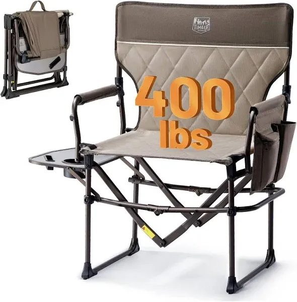 Heavy Duty Camping Chair with Compact Size, Portable Directors Chair with Side