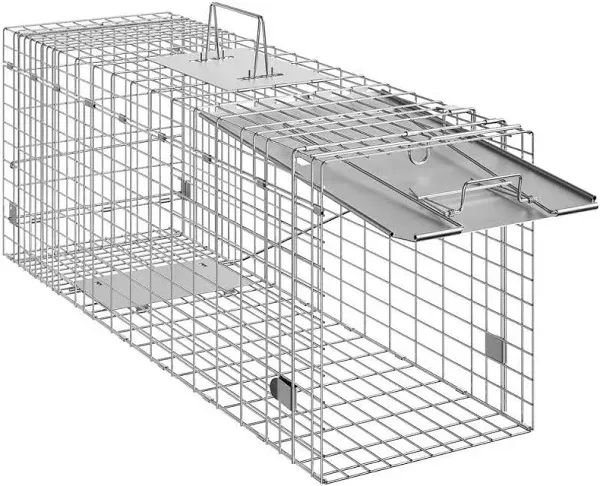 VEVOR Live Animal Cage Trap, 31&#034; x 10&#034; x 12&#034; Humane Cat Trap Galvanized Iron, Fo