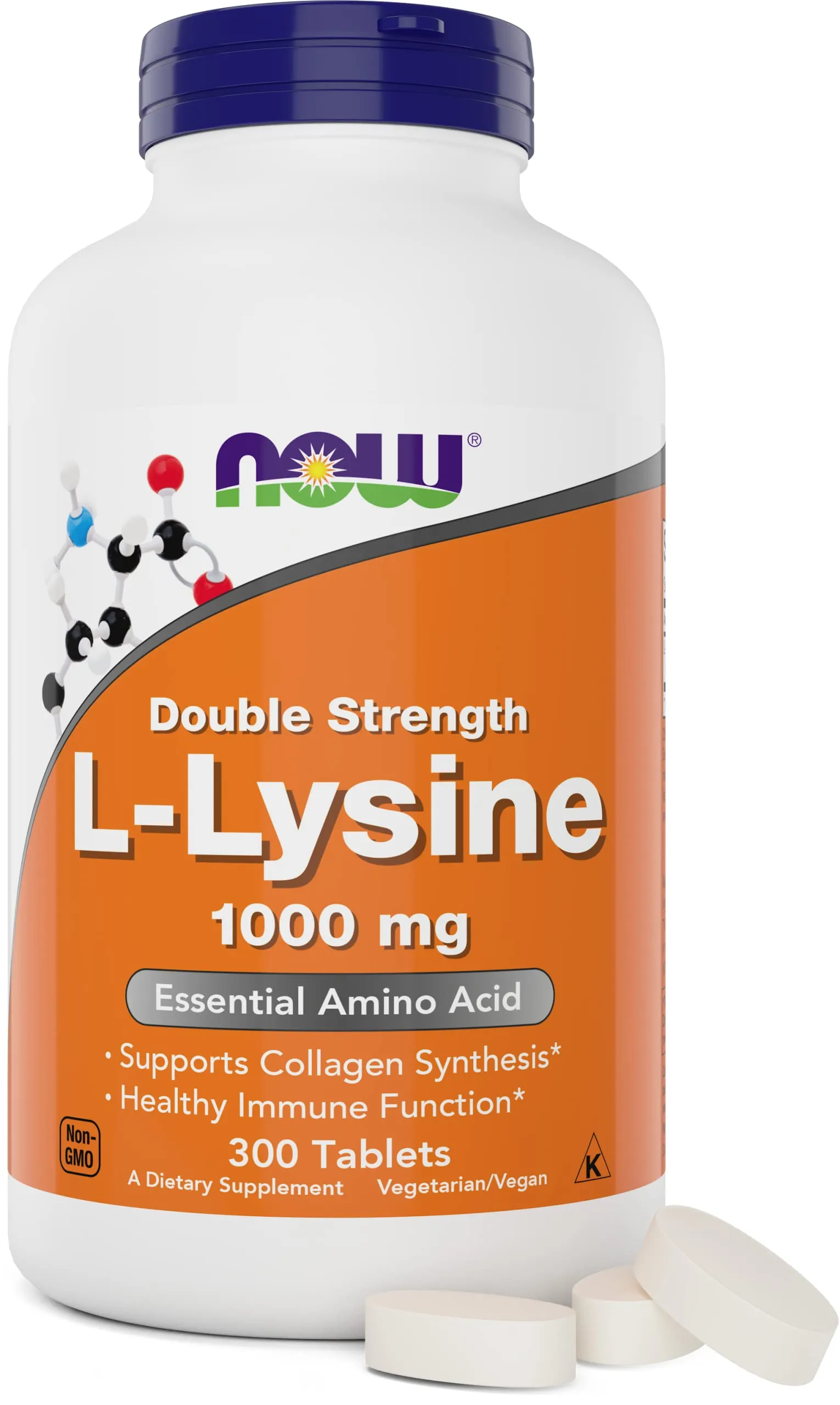 NOW FOODS L-Lysine, Double Strength 1000 mg - 100 Tablets NEW