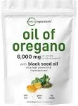 Oil of Oregano 6000mg, 300 Softgels, with Black Seed Oil 200mg - Immune Support