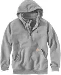 Carhartt Men's Heather Gray Rain Defender Paxton Heavyweight Hooded Zip Mock Sweatshirt