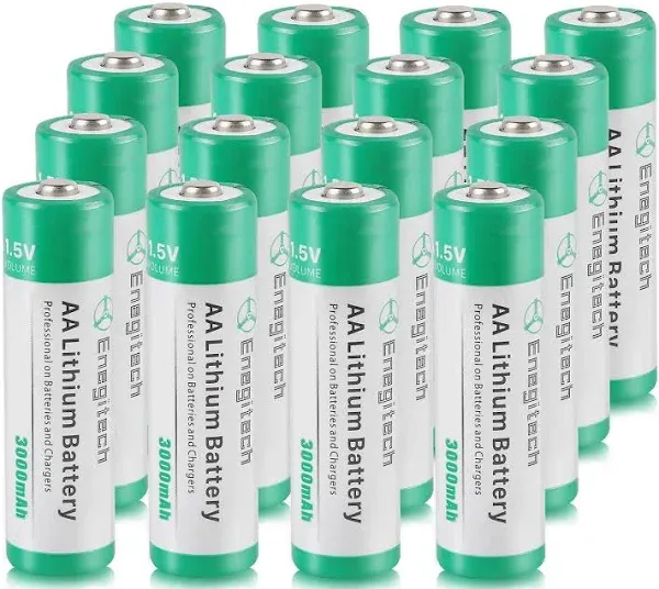 AA Lithium Battery, 3000mAh 1.5V Double A Lithium Battery for Blink Camera, Doorbell, Smart Lock Deadbolt, Security Aralm System Non-Rechargeable 16 Pack