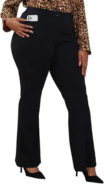 Wrinkle-Free Stretch Dress Pants Plus Size for Women Pull-on Pant Ease into Comfort Office Pant