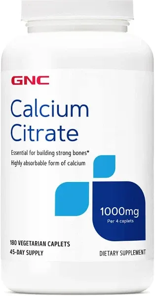 GNC Calcium Citrate 1000 mg 180 Caplets