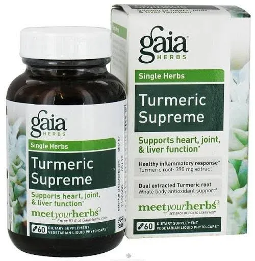 Gaia Herbs Turmeric Supreme, Extra Strength, Vegan Liquid Phyto-Caps - 60 capsules