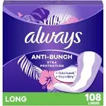 Always Xtra Protection Daily Liners Long Unscented, 108 Count