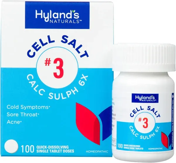 Hyland&#039;s Naturals Cell Salt #3 Calc Sulph 6X 100 Quick Dissolving Tabs Exp 03/25