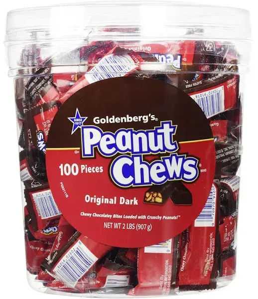 Original Dark Chocolate Goldenberg's Peanut Chews 225 Count , 4 Lbs From (Jersey Candy Company) - PACK OF 4