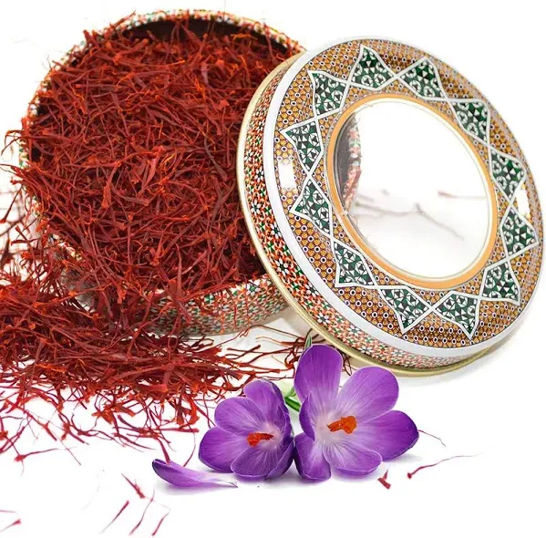 Zand Persian Saffron Threads Premium Grade A Saffron Spice for Cooking Basmati Rice Paella Risotto and More in Decorative Airtight Tin with Window