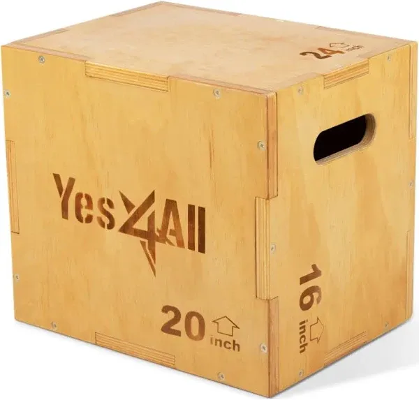 New 16&#034; x 14&#034; x 12&#034; Wooden Plyometric Box for Home Gym and Outdoor Workouts