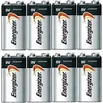 Energizer E522 Max 9 Volt Alkaline Battery - 8 Batteries, Size: 9 V, White