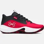 Youth Lockdown 7 Basketball Shoes - Red, 6, Under Armour