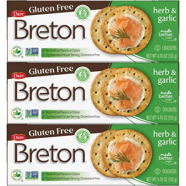 Breton Crackers Gluten Free Herb & Garlic