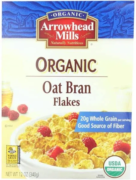 Arrowhead Mills Organic Oat Bran Flakes, 12 oz.