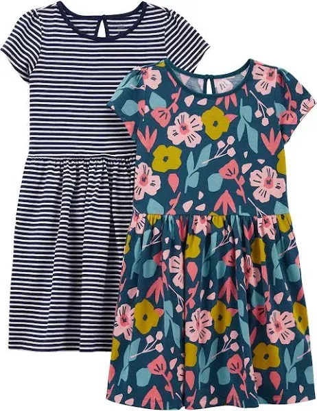 Simple Joys by Carter's Girls' Short-Sleeve and Sleeveless Dress Sets, Pack of 2