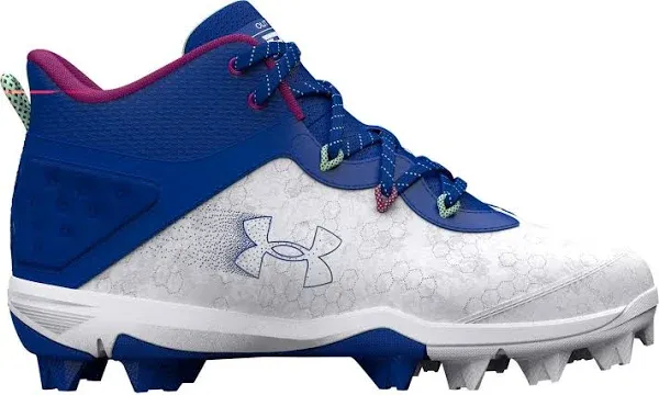 Under Armour Harper 8 Mid RM Jr. Baseball Cleats - White